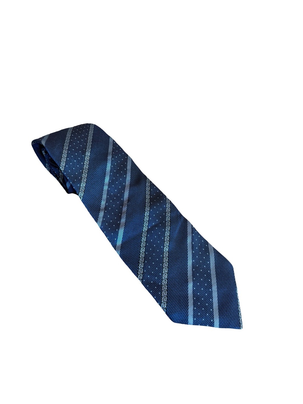 Versace 100% Silk Blue Stripe Print Neck Tie Luxury Designer Work Office